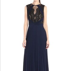 Xscape long lace illusion evening gown